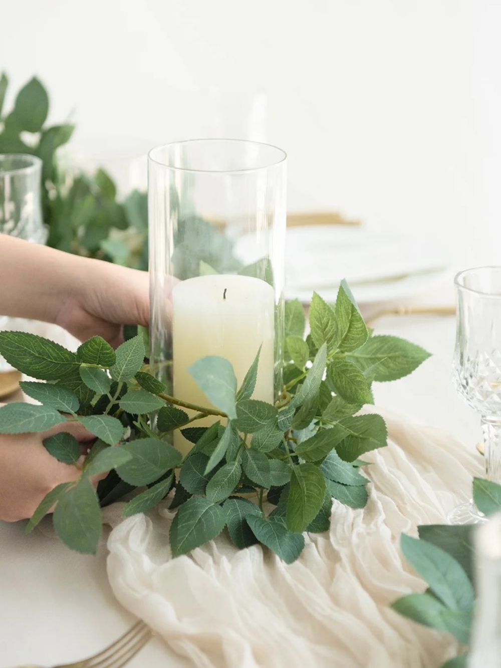 NIB Ling’s Moment Set of 6 2FT Splicable Rose Leaf Garland